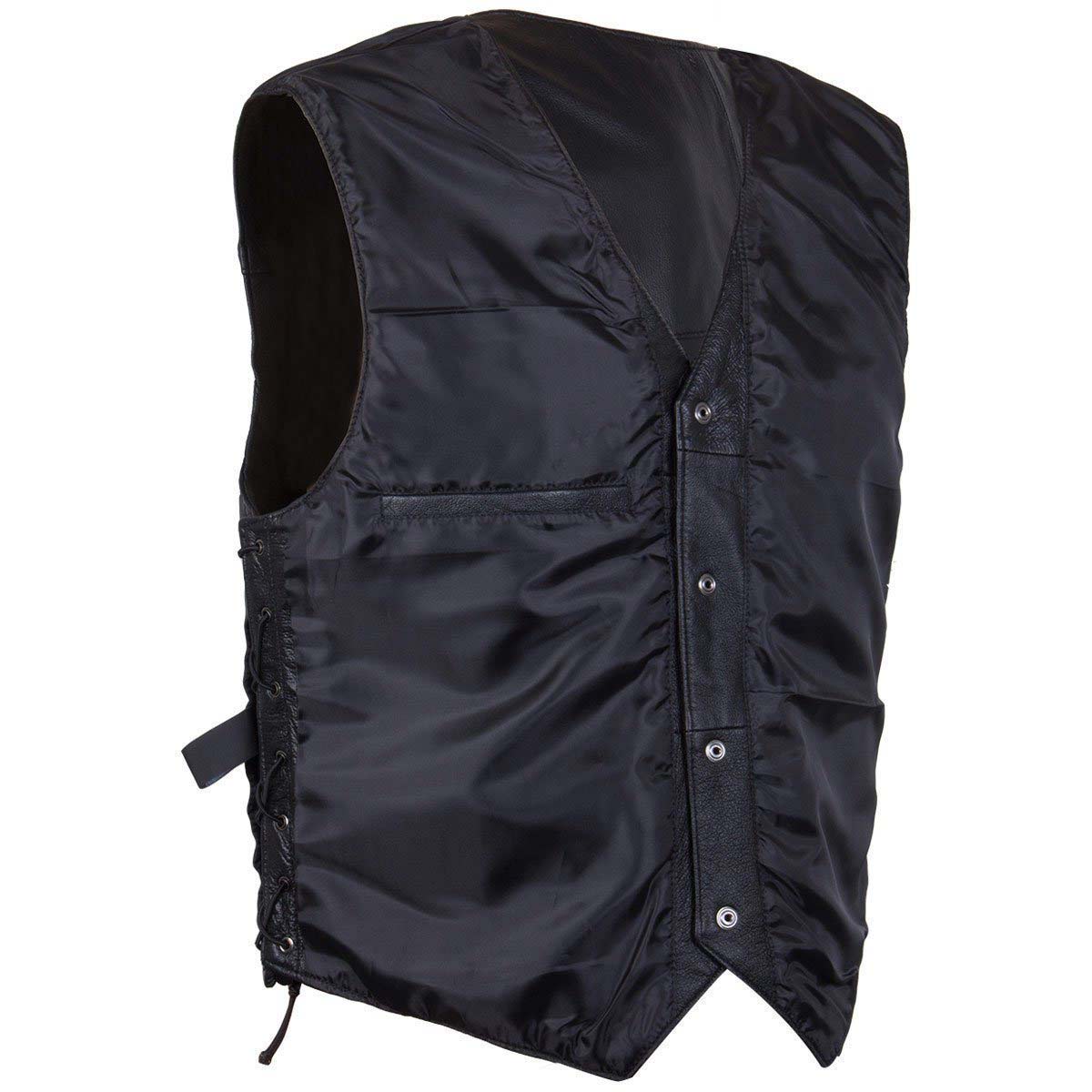 Milwaukee Leather Men's Black Classic Western Style Side Laced Motorcycle Leather Vest - LKM3779 — image 4