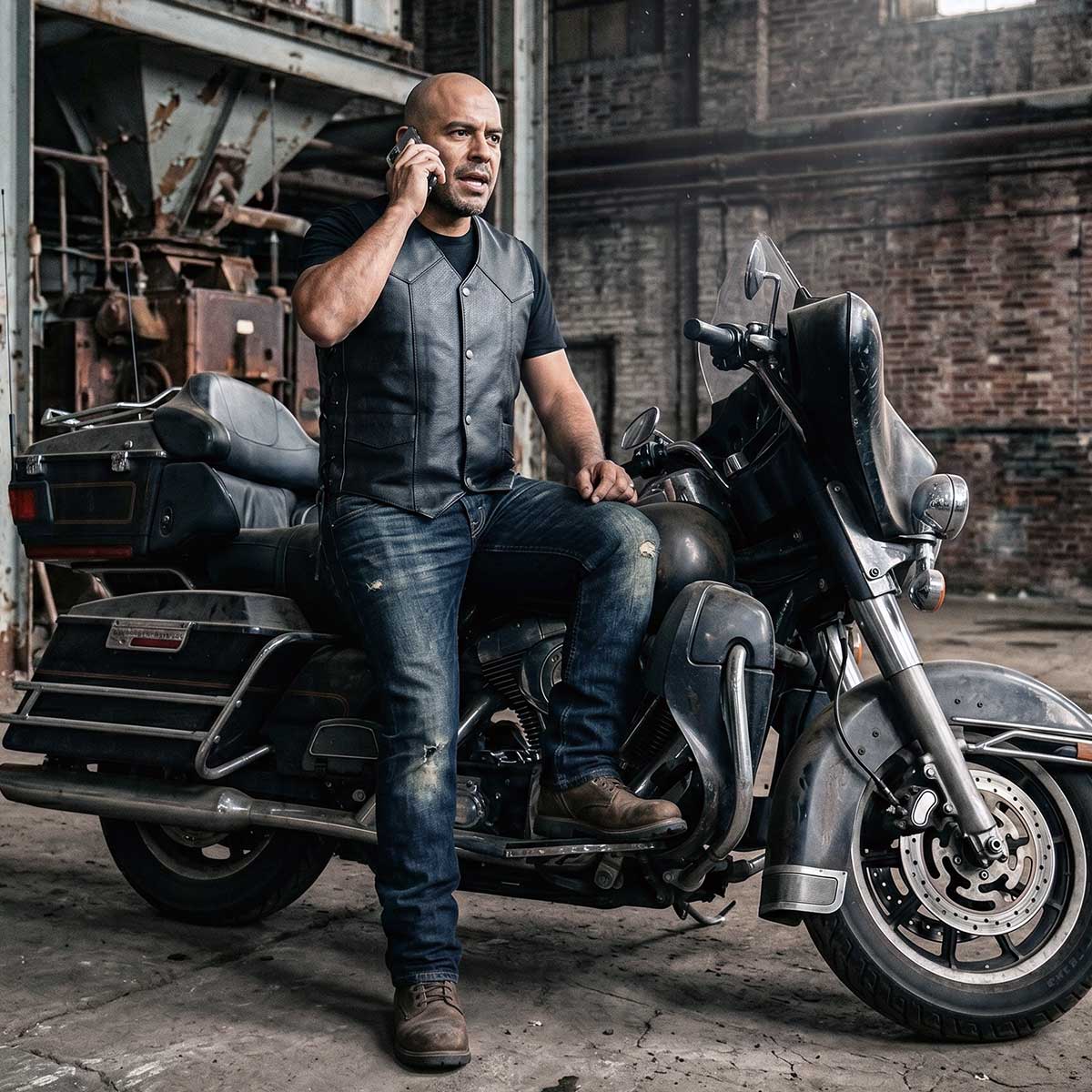 Milwaukee Leather Men's Black Classic Western Style Side Laced Motorcycle Leather Vest - LKM3779 — image 6