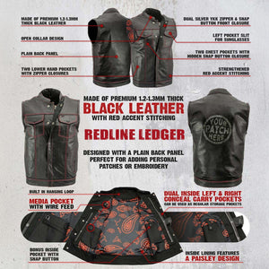 Milwaukee Leather Men's Redline Ledger Club‑Style Motorcycle Premium Leather Vest w/ Red Stitching LKM3788 — image 2