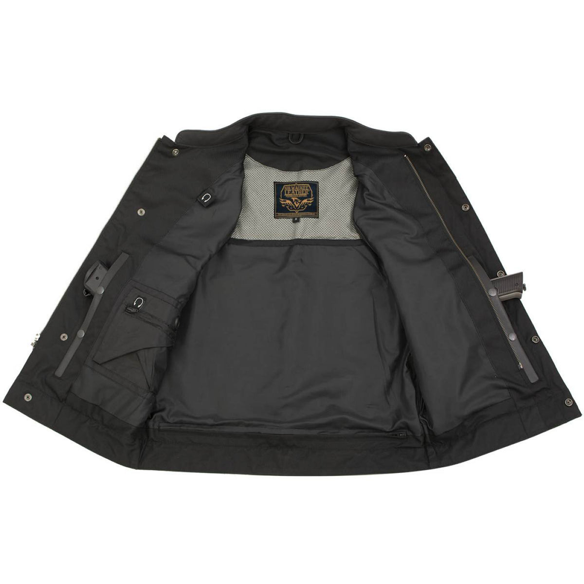 Milwaukee Leather Men's Barrage Flat Black Leather Motorcycle Club Style Vest - LKM3790 — image 5
