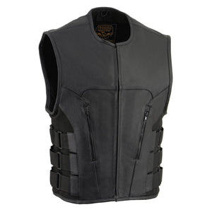 Milwaukee Leather Men's Creeper Black Triple Strap Leather Motorcycle Vest - LKM3791 — image 1