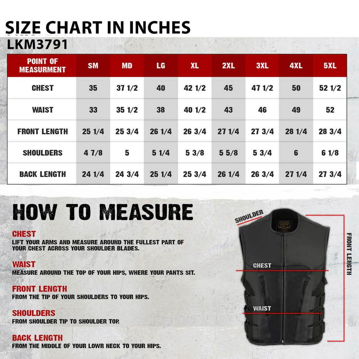 Milwaukee Leather Men's Creeper Black Triple Strap Leather Motorcycle Vest - LKM3791 — image 3