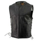 Milwaukee Leather Men's Drifter Black Collarless Buffalo Leather Motorcycle Vest - LKM3792 — image 6