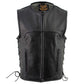 Milwaukee Leather Men's Drifter Black Collarless Buffalo Leather Motorcycle Vest - LKM3792 — image 10