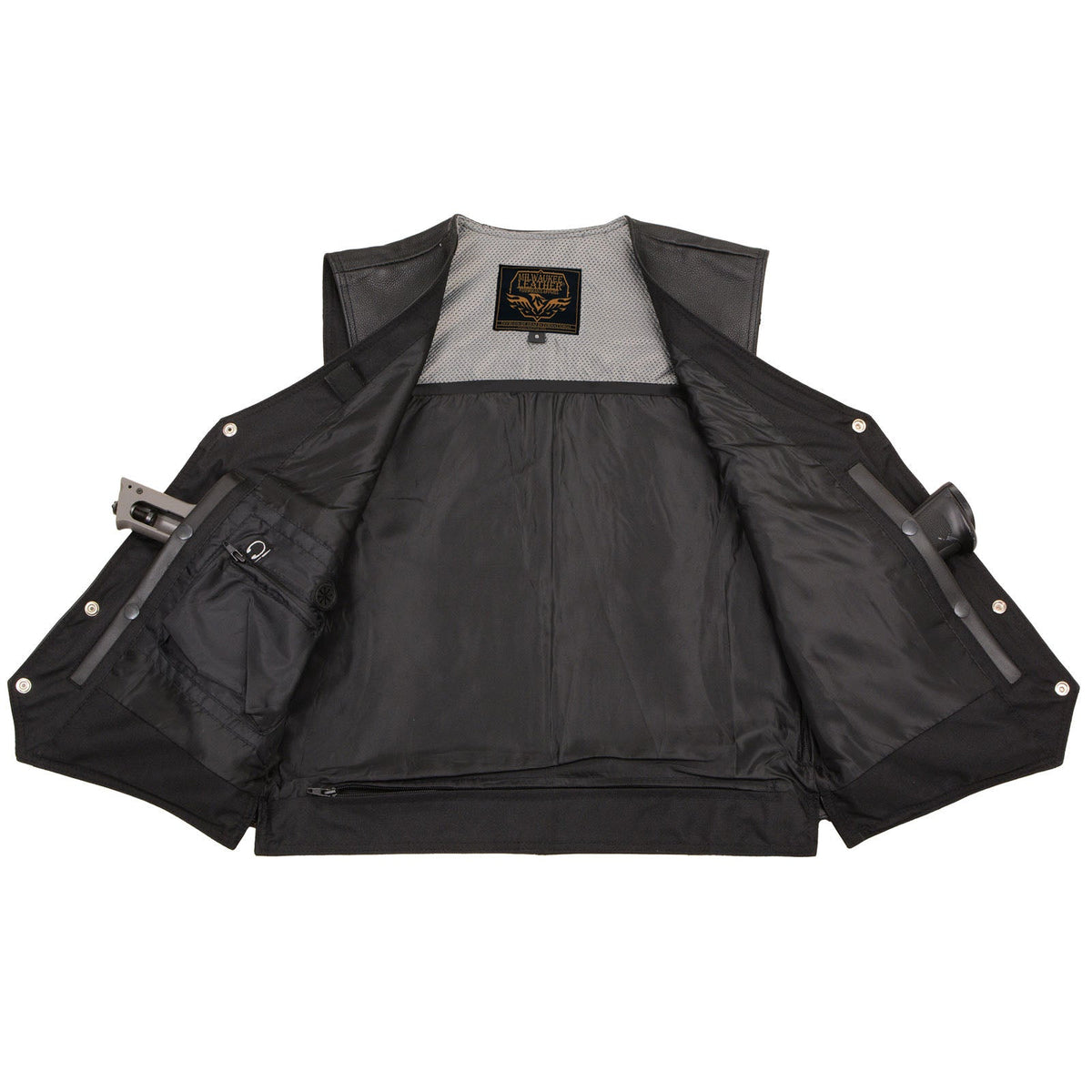 Milwaukee Leather Men's Road King Black Cowhide Leather Motorcycle Vest - LKM3793 — image 5