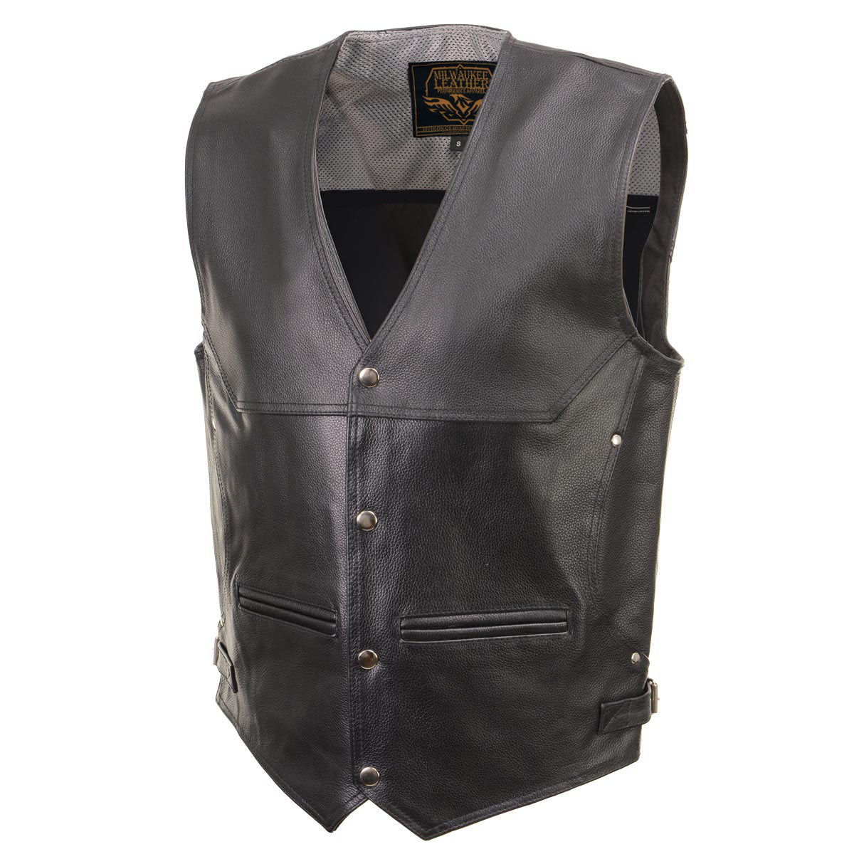 Milwaukee Leather Men's Road King Black Cowhide Leather Motorcycle Vest - LKM3793 — image 10