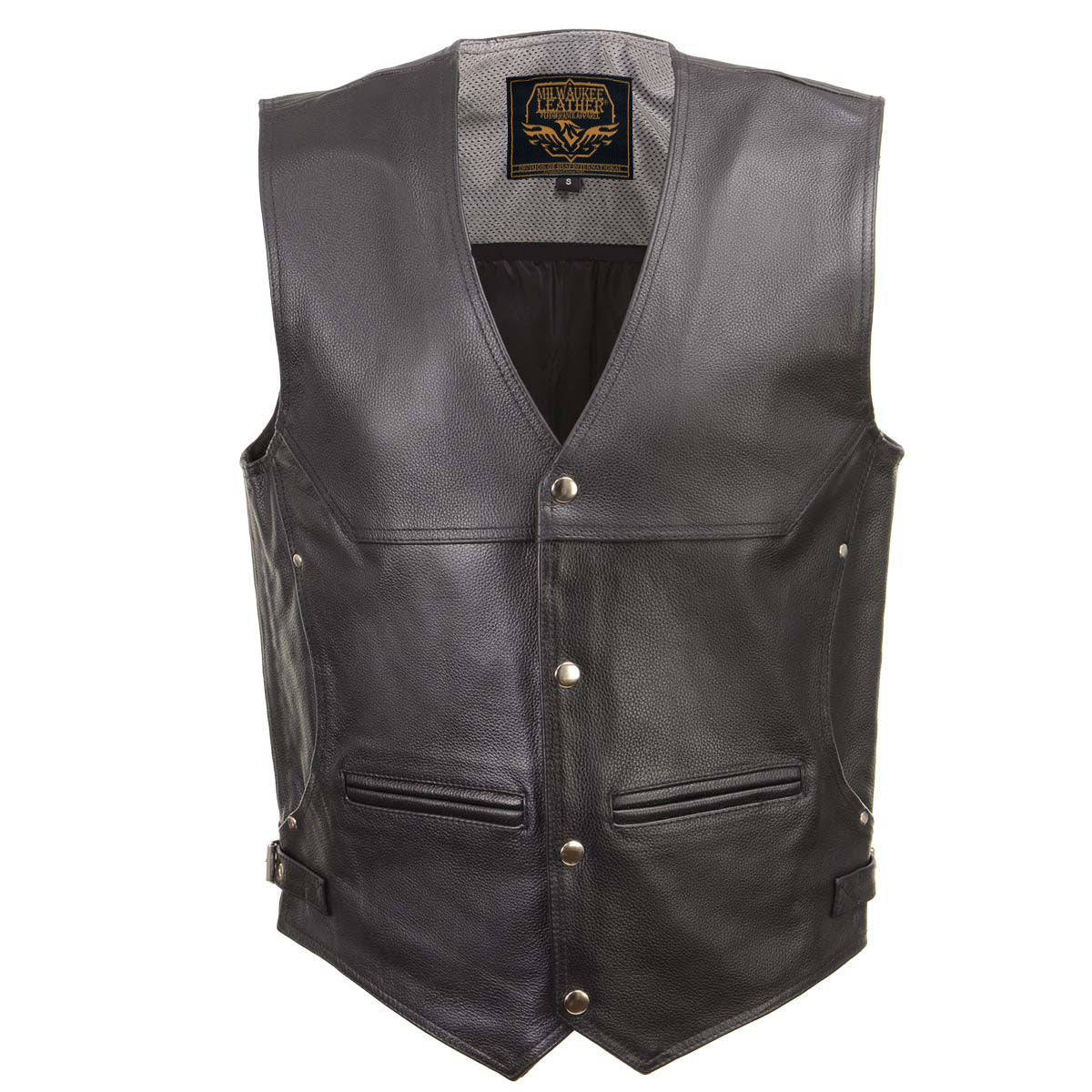 Milwaukee Leather Men's Road King Black Cowhide Leather Motorcycle Vest - LKM3793 — image 7