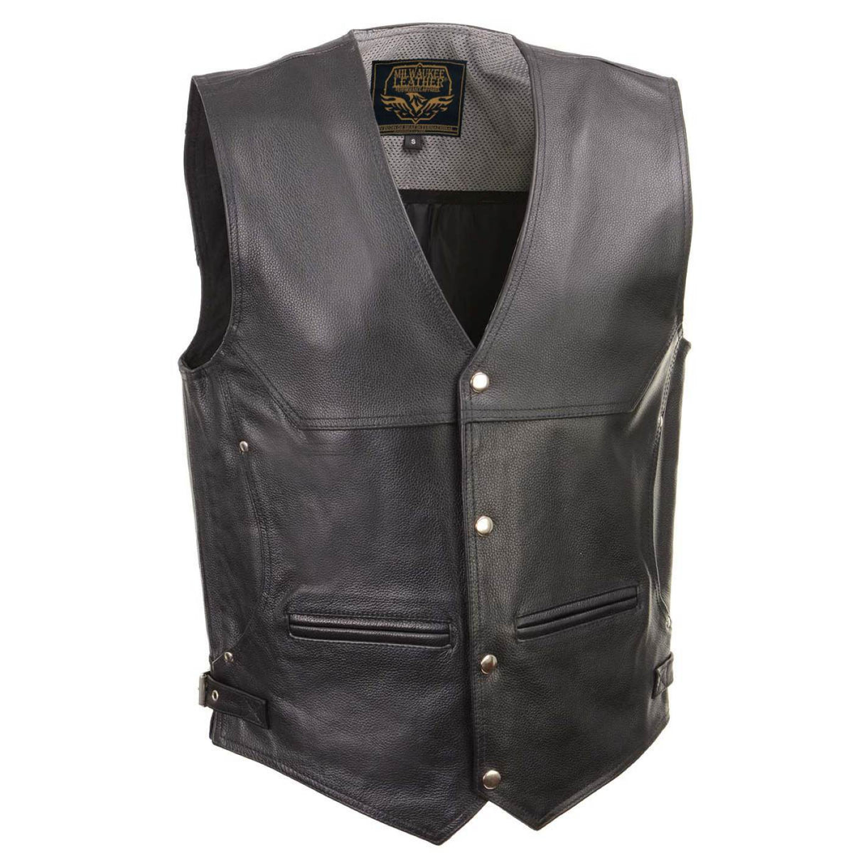 Milwaukee Leather Men's Road King Black Cowhide Leather Motorcycle Vest - LKM3793 — image 1