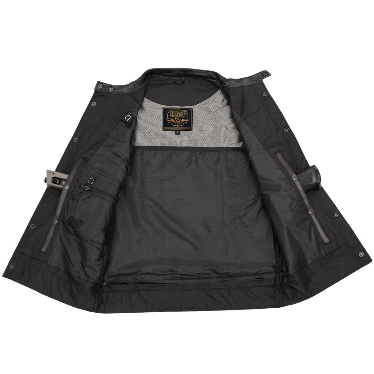 Milwaukee Leather Men's Quick Draw Black Cowhide Leather Motorcycle Vest - LKM3794 — image 6