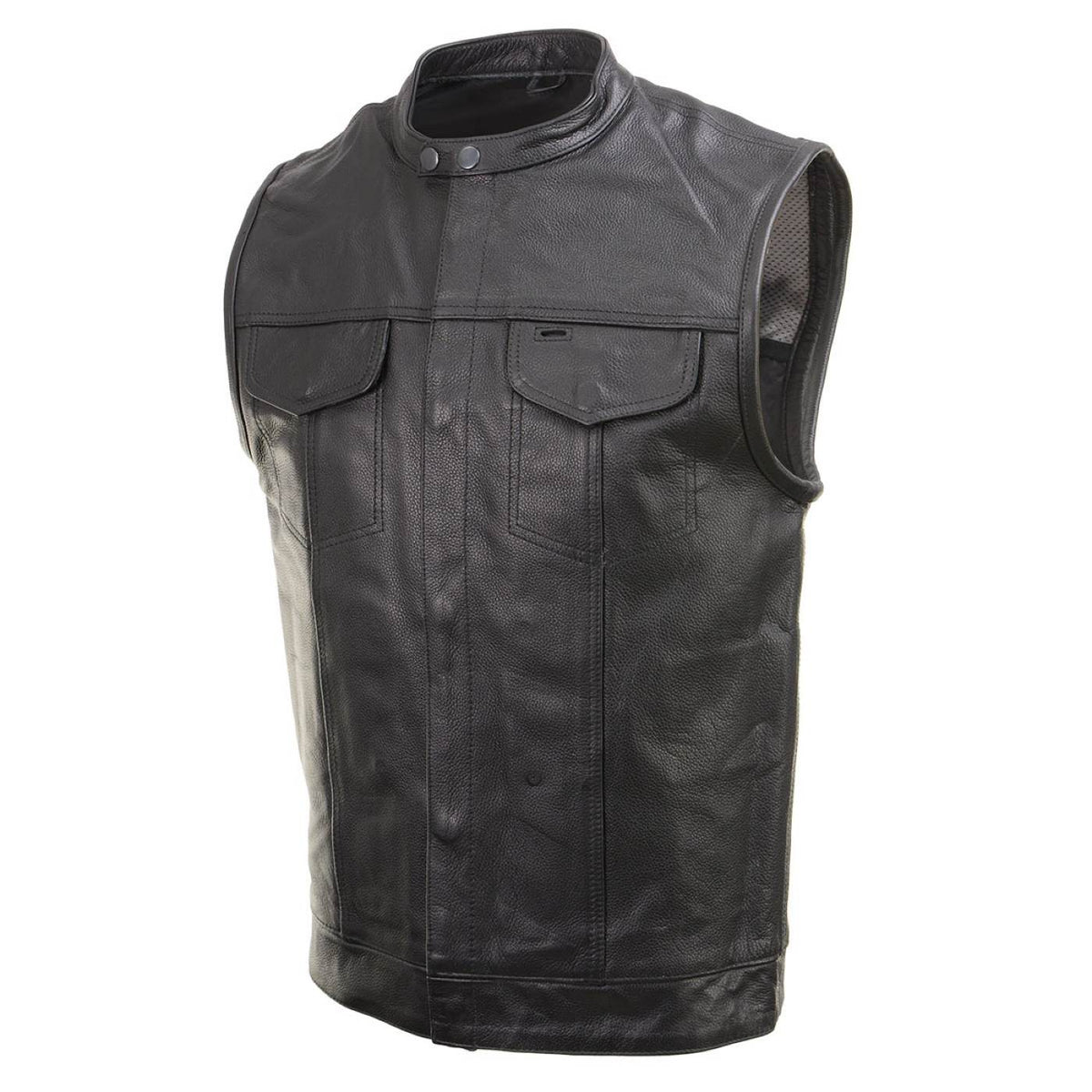 Milwaukee Leather Men's Quick Draw Black Cowhide Leather Motorcycle Vest - LKM3794 — image 7