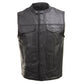 Milwaukee Leather Men's Quick Draw Black Cowhide Leather Motorcycle Vest - LKM3794 — image 10