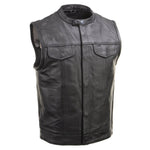 Milwaukee Leather Men's Quick Draw Black Cowhide Leather Motorcycle Vest - LKM3794 — image 1