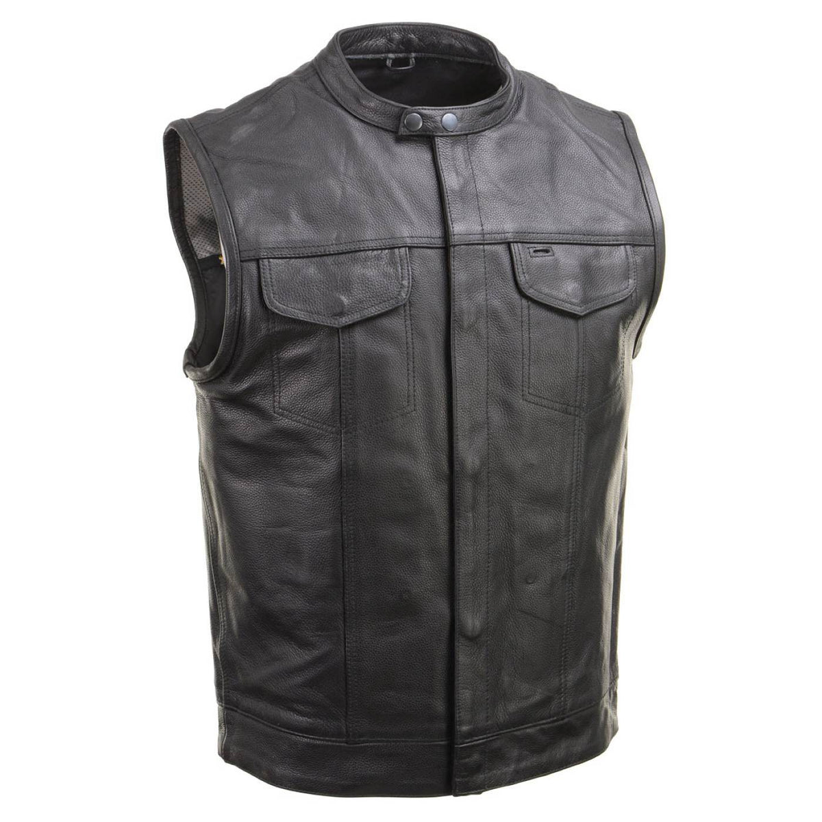 Milwaukee Leather Men's Quick Draw Black Cowhide Leather Motorcycle Vest - LKM3794 — image 1