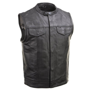 Milwaukee Leather Men's Quick Draw Black Cowhide Leather Motorcycle Vest - LKM3794 — image 1