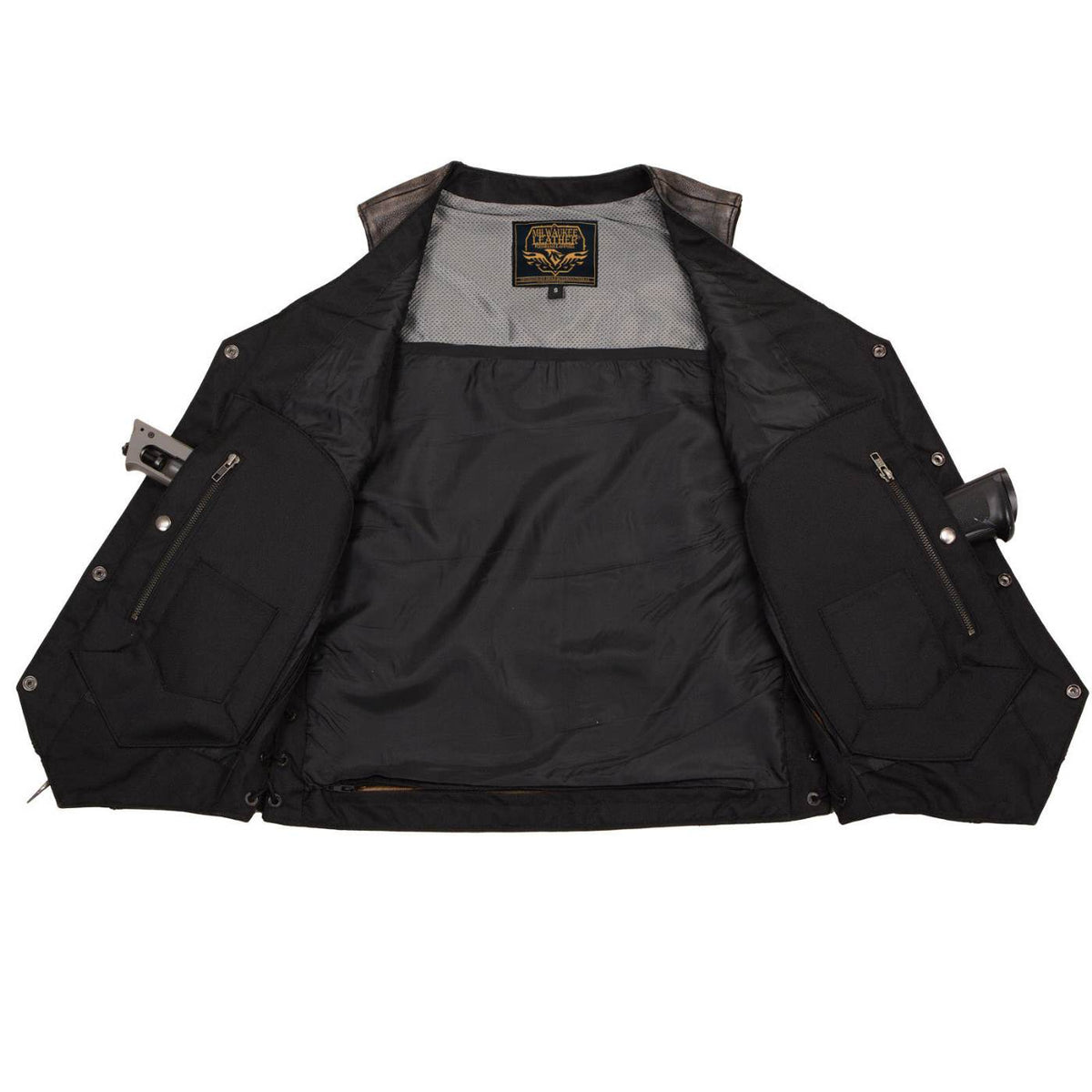 Milwaukee Leather Men's Wreck Distressed Brown Leather Motorcycle Vest - LKM3795 — image 5