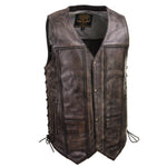 Milwaukee Leather Men's Wreck Distressed Brown Leather Motorcycle Vest - LKM3795 — image 1