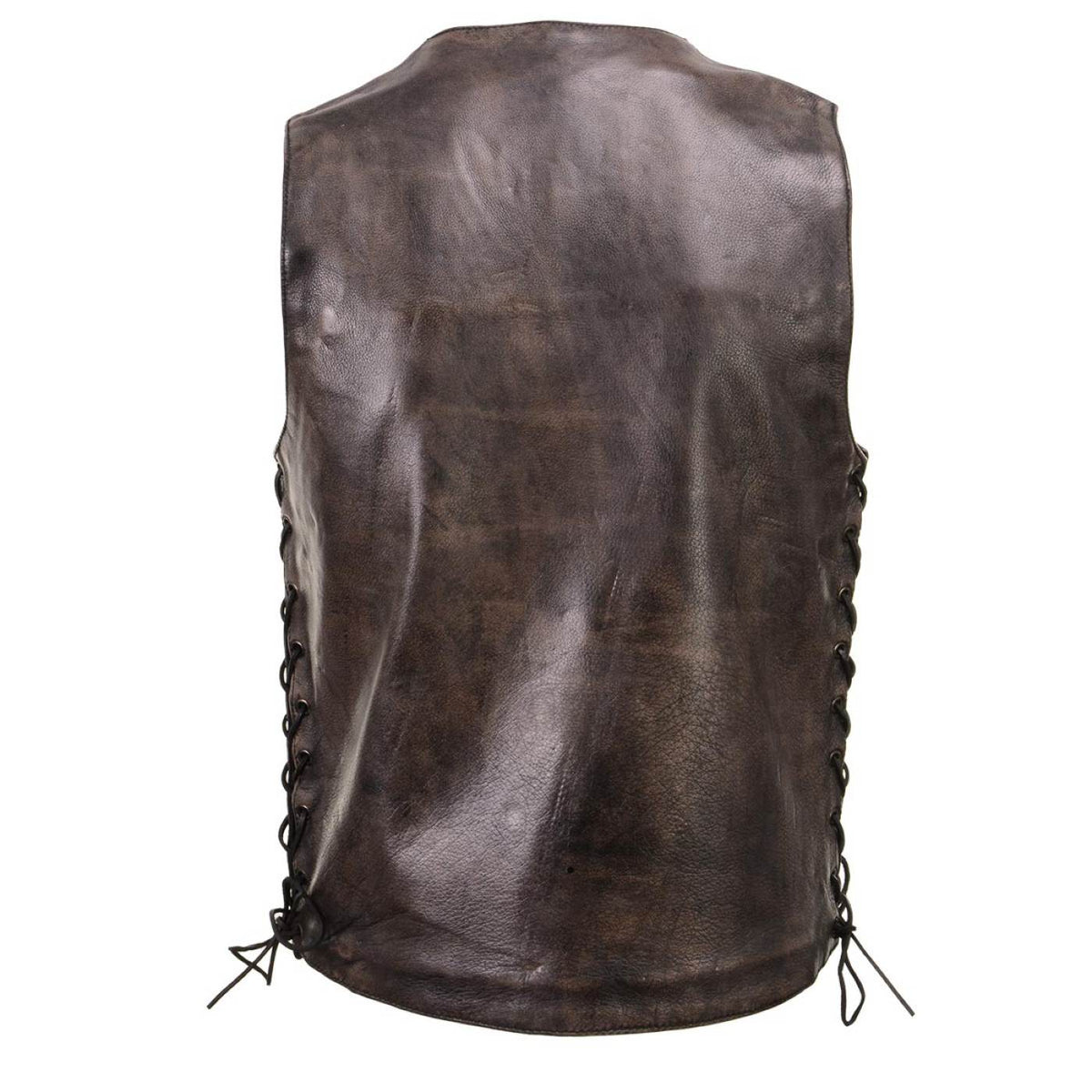 Milwaukee Leather Men's Wreck Distressed Brown Leather Motorcycle Vest - LKM3795 — image 9