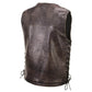 Milwaukee Leather Men's Wreck Distressed Brown Leather Motorcycle Vest - LKM3795 — image 6