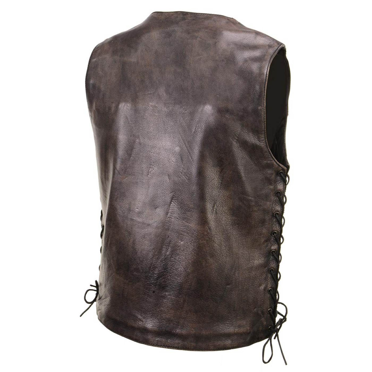 Milwaukee Leather Men's Wreck Distressed Brown Leather Motorcycle Vest - LKM3795 — image 6