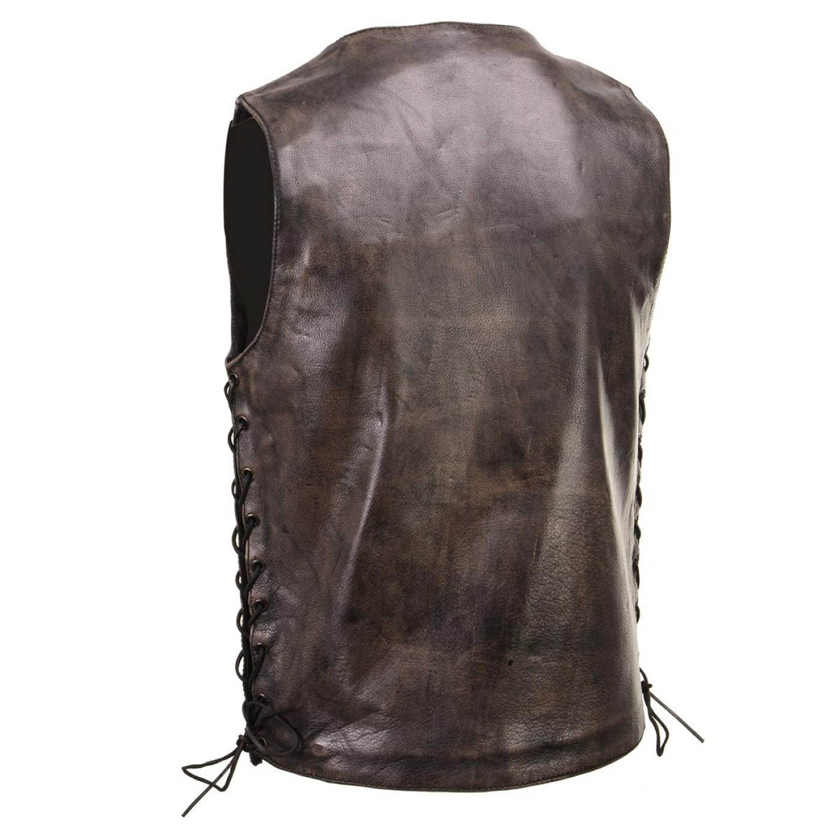 Milwaukee Leather Men's Wreck Distressed Brown Leather Motorcycle Vest - LKM3795 — image 8