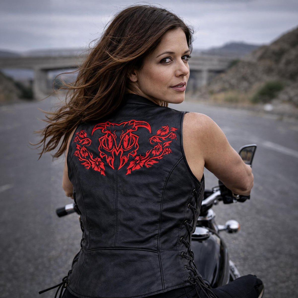 Milwaukee Leather Women's Gemma Black/Red Leather Motorcycle Vest with Side Laces - LKL4718 - image 2