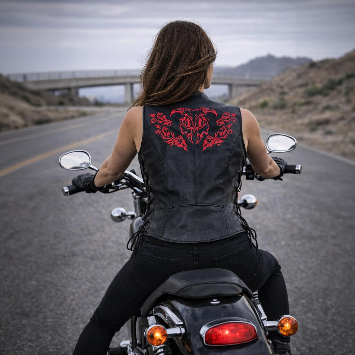 Milwaukee Leather Women's Gemma Black/Red Leather Motorcycle Vest with Side Laces - LKL4718 - image 6