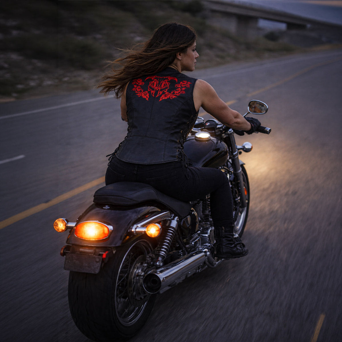 Milwaukee Leather Women's Gemma Black/Red Leather Motorcycle Vest with Side Laces - LKL4718 - image 7