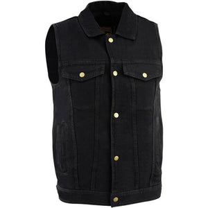 Men's Snap Front Denim Vest w/ Shirt Collar
