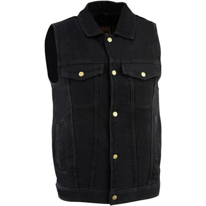 Men's Snap Front Denim Vest w/ Shirt Collar