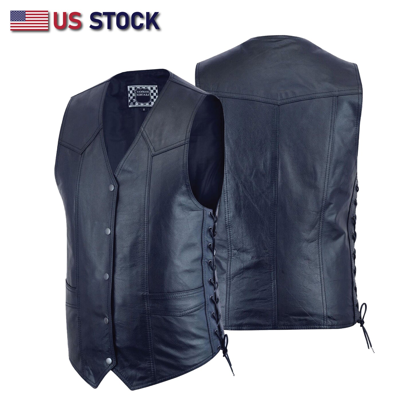 Dark Blue Knight Men Side Lace Leather Vest Club Color Gun # HL11614BORNLOSER