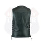 Men Basic Motorcycle Leather Vest side lace with Conceal Carry Gun pockets on both sides