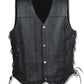 NexGen ML4391 Men’s ’10 Pocket’ Black Leather Vest with Back Spider Web Skull Embroidery — image 2
