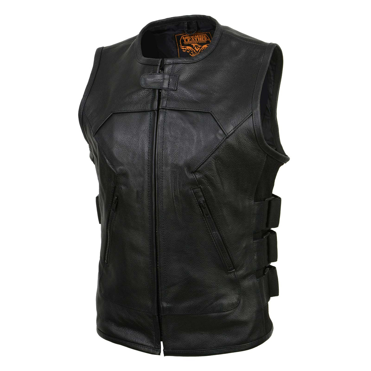 Milwaukee Leather MLL4501 Women's Tactical Swat Style Rider Leather Vest w/ Single Panel Back for Club Patches - image 11