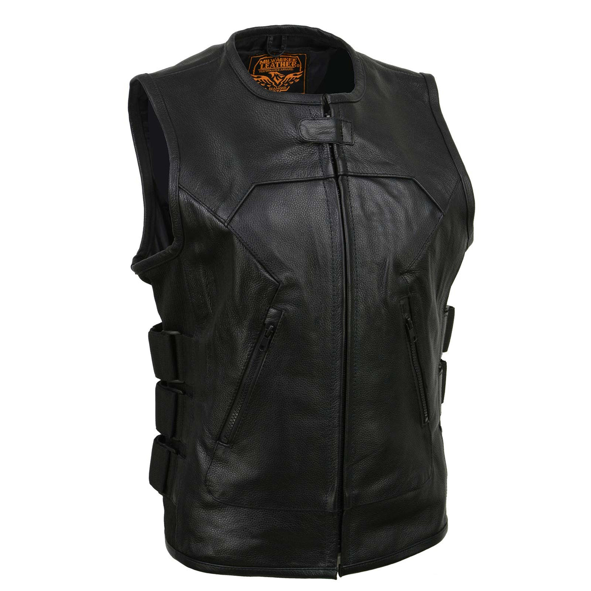 Milwaukee Leather MLL4501 Women's Tactical Swat Style Rider Leather Vest w/ Single Panel Back for Club Patches - image 1