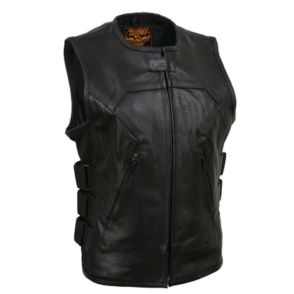 Milwaukee Leather MLL4501 Women's Tactical Swat Style Rider Leather Vest w/ Single Panel Back for Club Patches - image 1