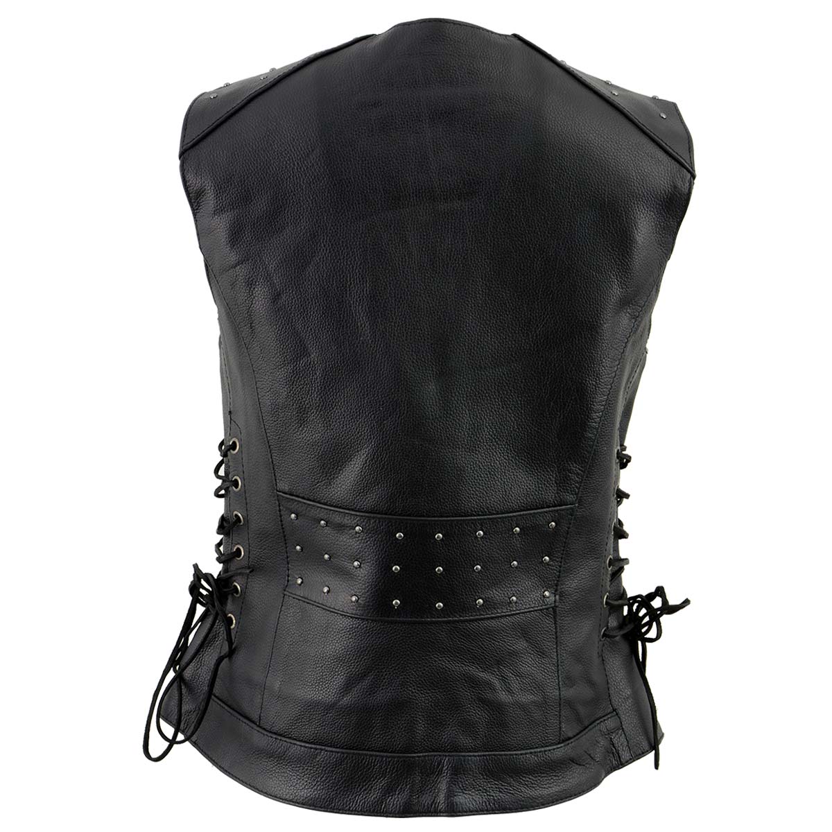 Milwaukee Leather MLL4504 Women's Classic Black Leather V-Neck Riveted Motorcycle Rider Vest with Side Lace - image 10