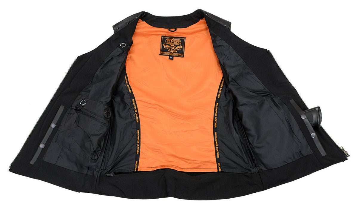 Milwaukee Leather MLL4504 Women's Classic Black Leather V-Neck Riveted Motorcycle Rider Vest with Side Lace - image 6
