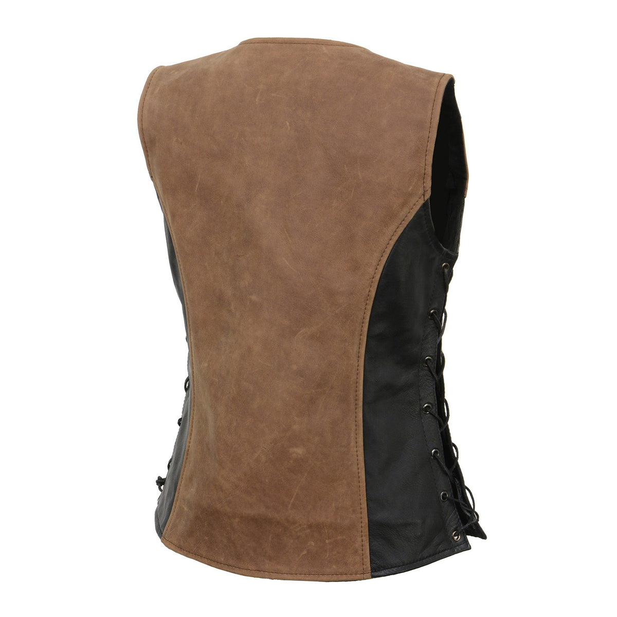 Milwaukee Leather MLL4508 Women's 'Trickster' Vintage Two Tone Crazy Horse Brown and Black Leather Club Style Motorcycle Vest - image 16