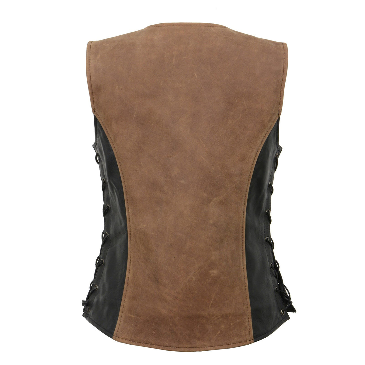 Milwaukee Leather MLL4508 Women's 'Trickster' Vintage Two Tone Crazy Horse Brown and Black Leather Club Style Motorcycle Vest - image 17