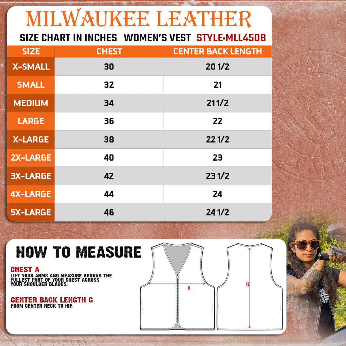 Milwaukee Leather MLL4508 Women's 'Trickster' Vintage Two Tone Crazy Horse Brown and Black Leather Club Style Motorcycle Vest - image 3