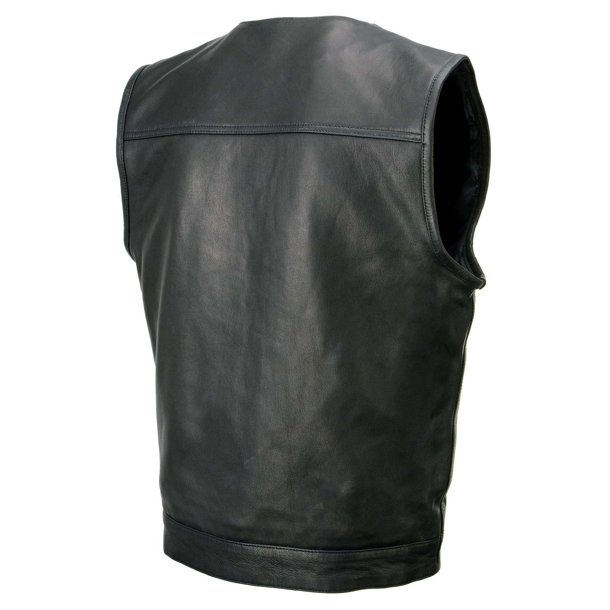Milwaukee Leather MLM3503 Men's Pursuit Black Premium Goat Leather V Neck Club Style Motorcycle Rider Vest — image 16