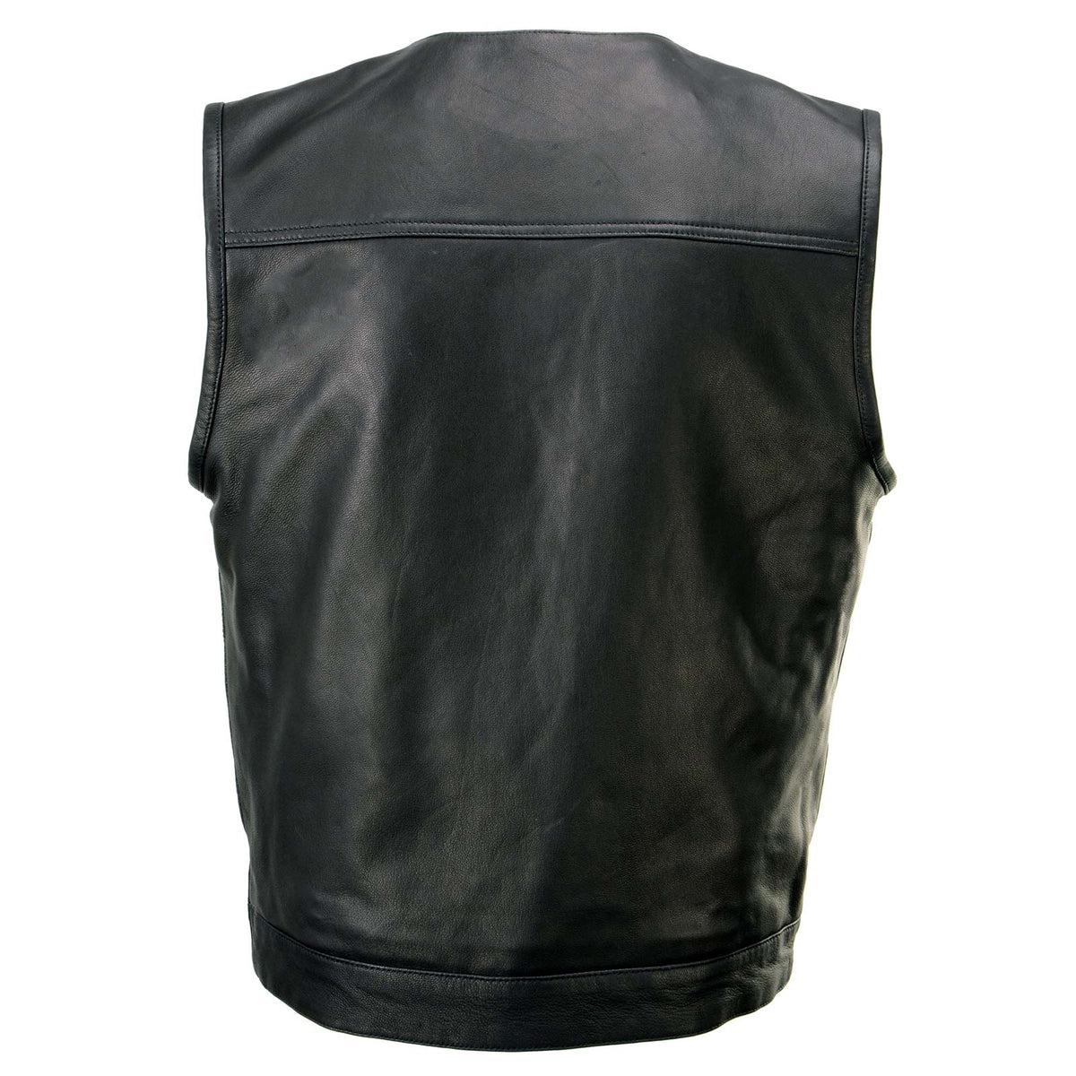 Milwaukee Leather MLM3503 Men's Pursuit Black Premium Goat Leather V Neck Club Style Motorcycle Rider Vest — image 14