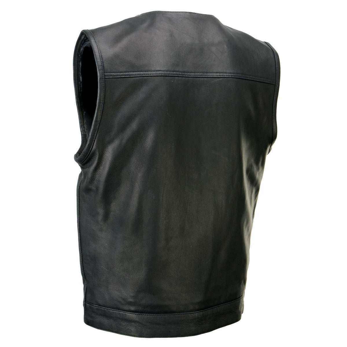 Milwaukee Leather MLM3503 Men's Pursuit Black Premium Goat Leather V Neck Club Style Motorcycle Rider Vest — image 15