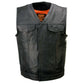 Milwaukee Leather MLM3503 Men's Pursuit Black Premium Goat Leather V Neck Club Style Motorcycle Rider Vest — image 9