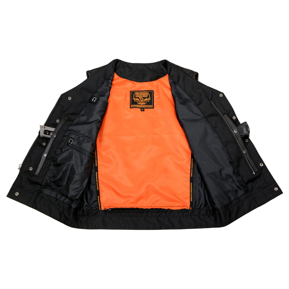 Milwaukee Leather MLM3503 Men's Pursuit Black Premium Goat Leather V Neck Club Style Motorcycle Rider Vest — image 8