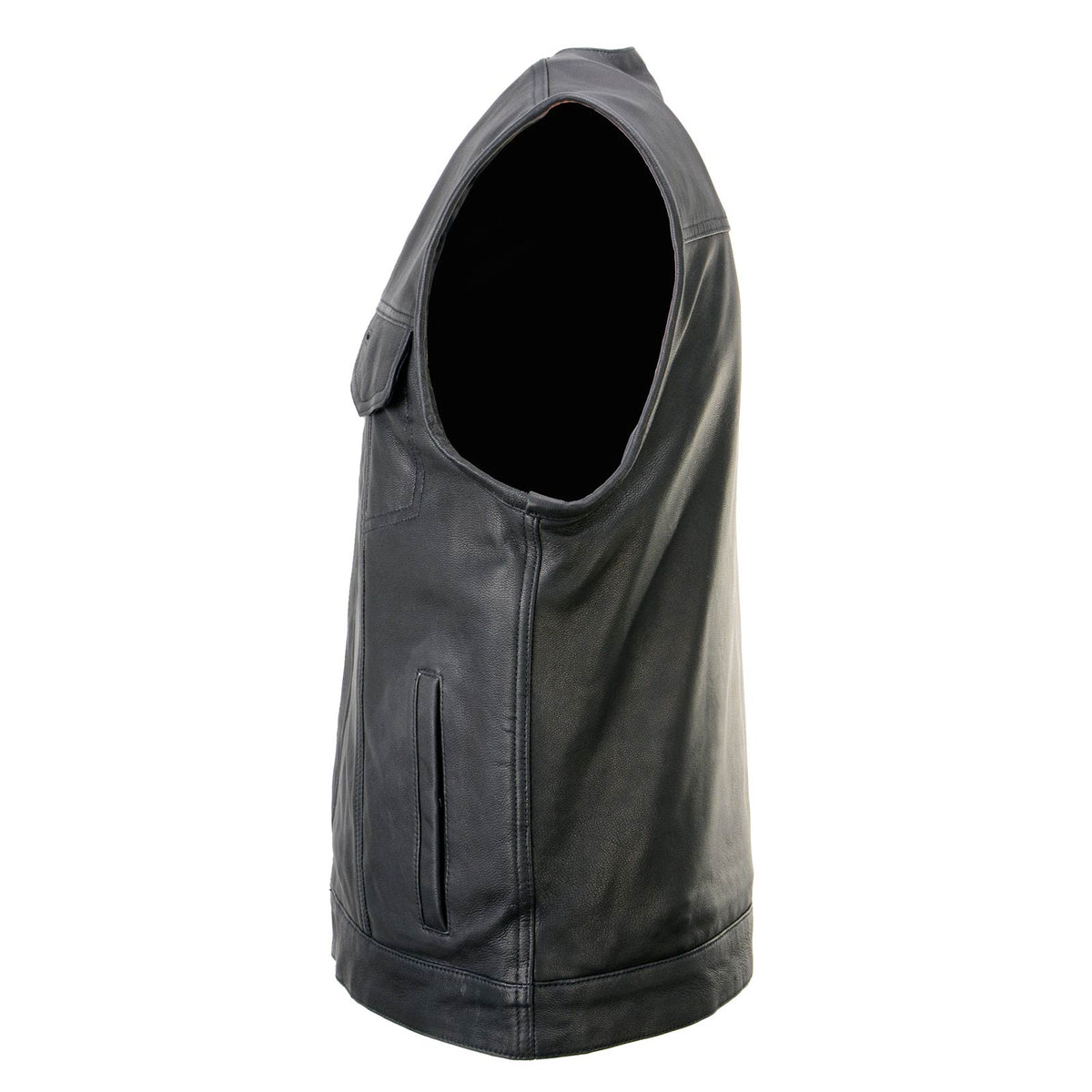 Milwaukee Leather MLM3503 Men's Pursuit Black Premium Goat Leather V Neck Club Style Motorcycle Rider Vest — image 13
