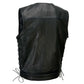 Milwaukee Leather MLM3504 Men's Black 'Pursuit' V Neck Club Style Motorcycle Leather Vest with Adjustable Side Laces — image 12