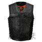 Milwaukee Leather MLM3504 Men's Black 'Pursuit' V Neck Club Style Motorcycle Leather Vest with Adjustable Side Laces — image 15
