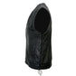 Milwaukee Leather MLM3504 Men's Black 'Pursuit' V Neck Club Style Motorcycle Leather Vest with Adjustable Side Laces — image 10