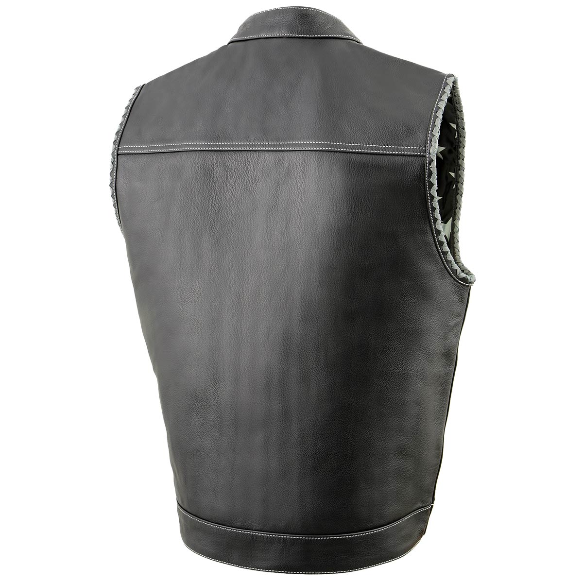 Milwaukee Leather MLM3507 Men's Old Glory Black Premium Leather Club Style Vest w/ Grey Stitching Laced Armholes — image 11